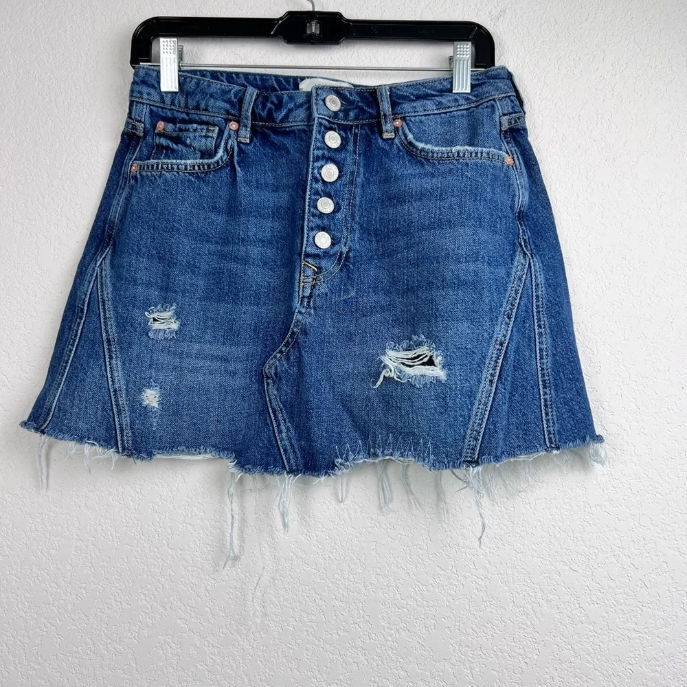WE THE FREE Button Fly Denim Mini Skirt Size 29